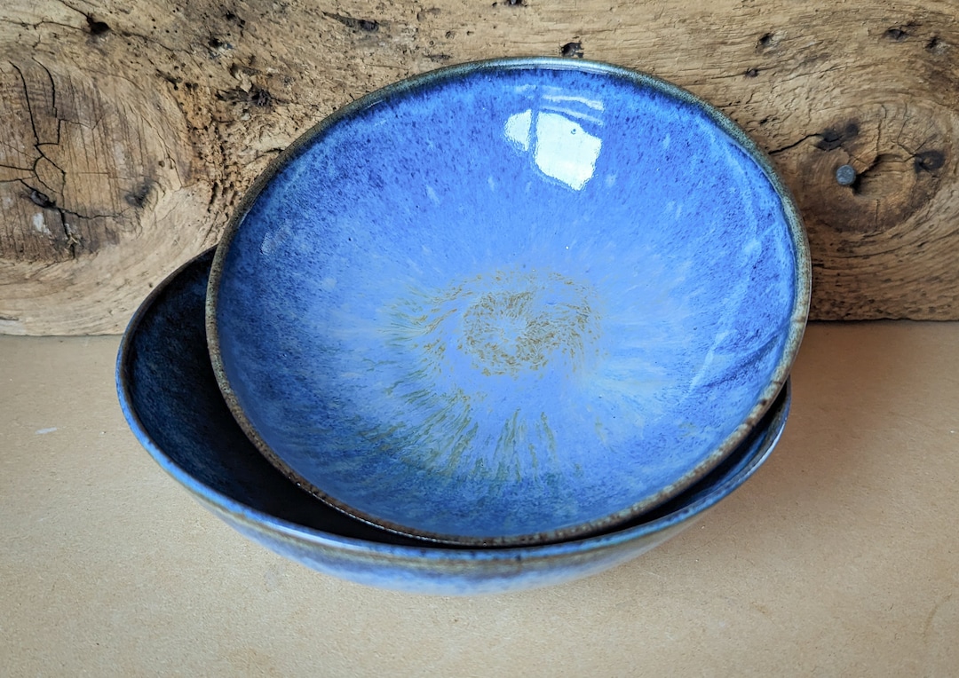 Handmade Blue Pottery Pasta Bowls Etsy