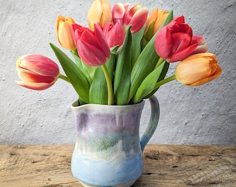 Versatile Pottery Pitcher - Handmade Jug for Drinks or Bouquets