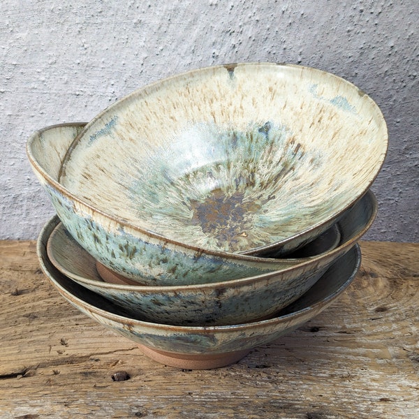 Handmade Pottery Pasta Bowl Set (4)