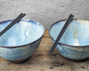 Cozy Ramen Pho Bowl Set - Handmade Pottery Soup Bowls for Two