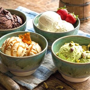 Cuencos de cerámica para postre, avena, desayuno y sopa (4) - Utensilios de cocina rústicos hechos a mano