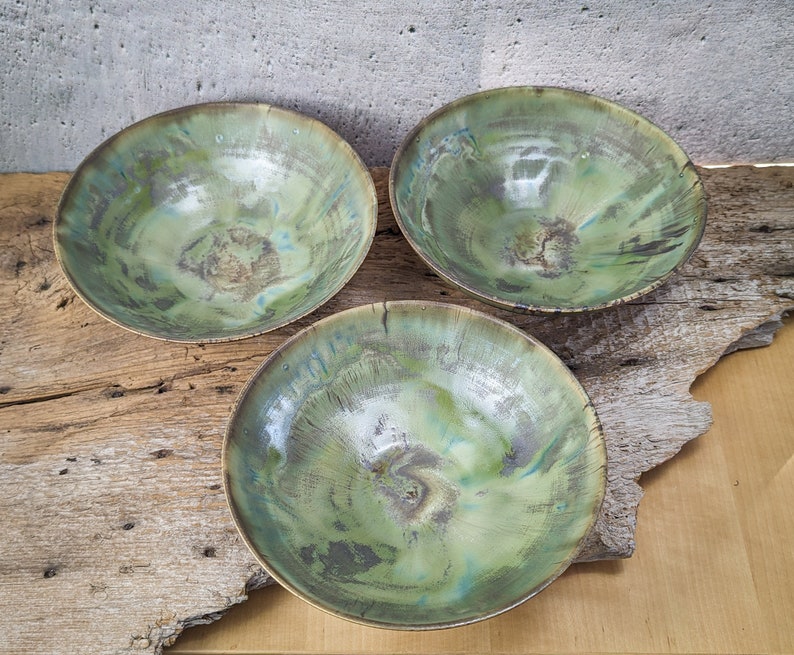 Handcrafted Set of 3 Pasta Pottery Bowls image 4