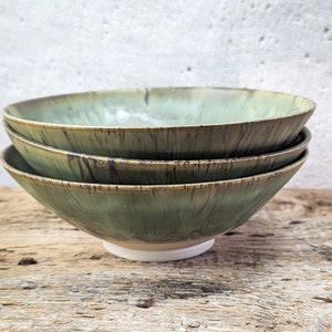 Handcrafted Set of 3 Pasta Pottery Bowls image 3