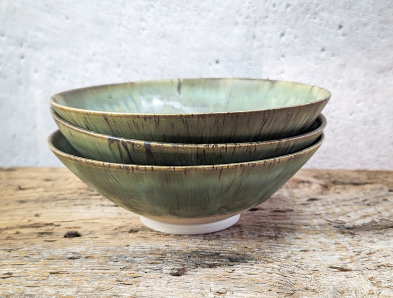 Handcrafted Set of 3 Pasta Pottery Bowls image 3