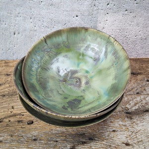 Handcrafted Set of 3 Pasta Pottery Bowls image 2