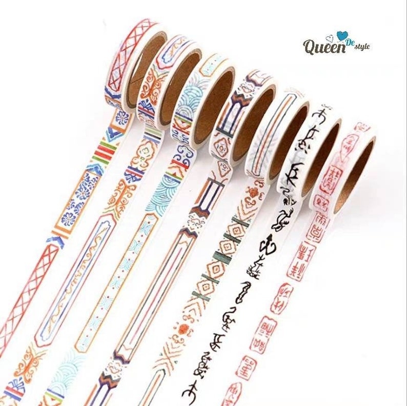 Washi tape Masking tape Japanese washi paper Trendy Stationary Teenager Favorite Watercolor Chinese Lucky patten Wonderful time QUEENDE