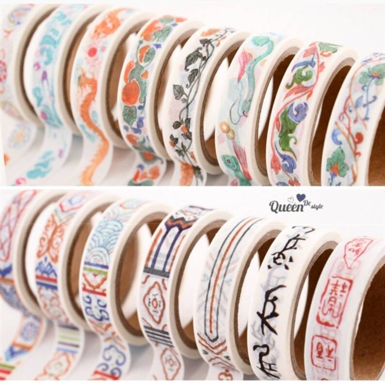 Washi tape Masking tape Japanese washi paper Trendy Stationary Teenager Favorite Watercolor Chinese Lucky patten Wonderful time QUEENDE