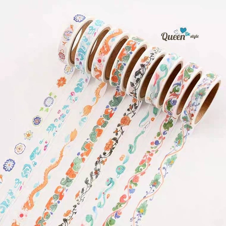 Washi tape Masking tape Japanese washi paper Trendy Stationary Teenager Favorite Watercolor Chinese Lucky patten Wonderful time QUEENDE