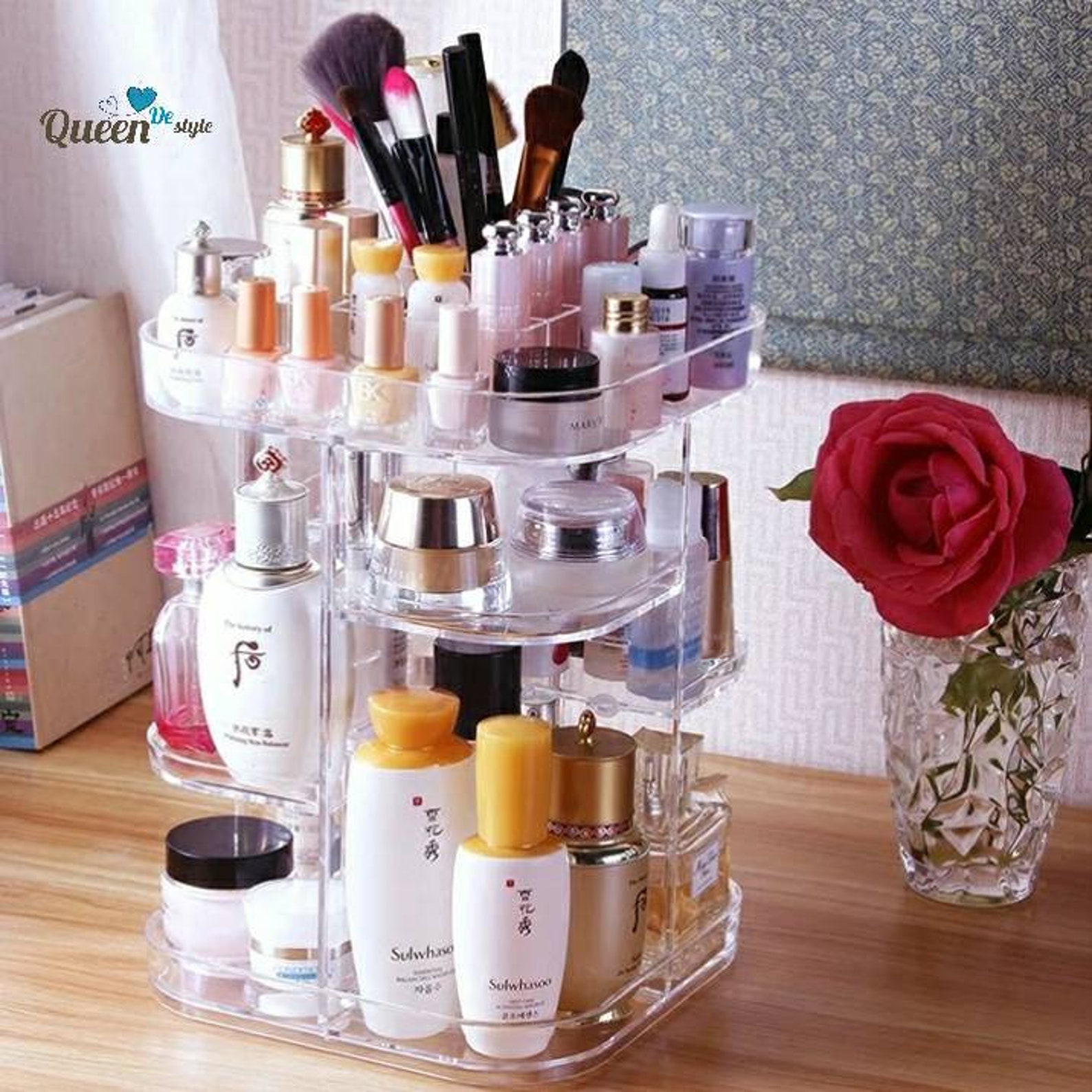 Makeup organizer Spinning Rotating Bathroom Counter top Etsy