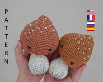 Pocket Mushroom. crochet pattern. pdf file.Amigurumi. Languages: english, francais, nederlands, espanol.