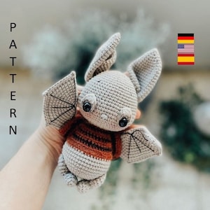 Victor Die Fledermaus. Häkelanleitung deutsch, english, espanol. Amigurumi. Halloween
