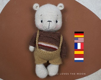 Floki, el oso. Patrón de crochet, idioma inglés, francais, español. Häkelanleitung, deutsch.Amigurumi, Kuscheltier, Häkeltier, Teddy.
