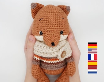 Jupiter The Fox. english crochet pattern. Häkelanleitung deutsch. Amigurumi häkeln. patron francais, espanol, dutch. musicbox, Spieluhr