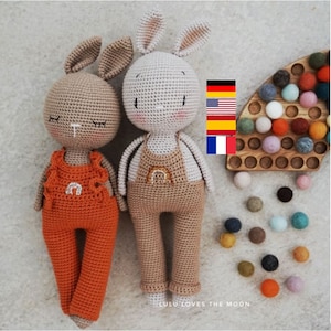 Hase Miro und Mira. english crochet pattern. Häkelanleitung, deutsch. XXL Größe. Spieluhr. häkeln. Anleitung. Amigurumi. espanol.francais