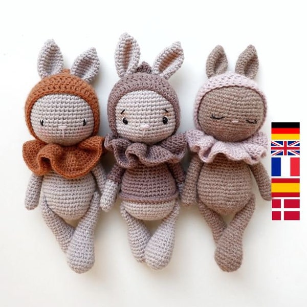 Bébé lapin Peaches. Häkel Anleitung *Modèle au crochet * patron croché * Amigurumi * plusieurs langues disponibles.