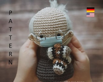 Pocket Bernie. Bernie Sanders crochet doll pattern. Bernies mittens. PDF file. English language. Deutsche Häkelanleitung.