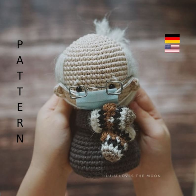 Pocket Bernie. Bernie Sanders crochet doll pattern. Bernies mittens. PDF file. English language. Deutsche Häkelanleitung. image 1