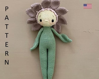 LILAH, la poupée fleur qui parle. Motif Amigurumi. Patron au crochet.