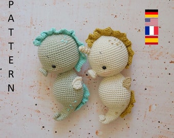 Nalu, The Seahorse. Crochet pattern. Amigurumi. Häkelanleitung. Many languages available.