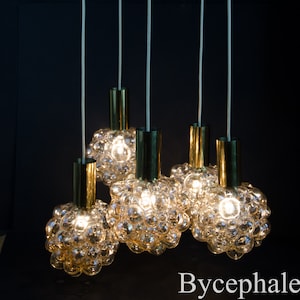 Helena Tynell Limburg Vintage Mid 20th c Modern Bubble Amber Glass Chandelier 5 Lamps Design