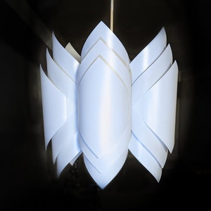 LARS SCHIØLER for HOYRUP 1960 &#39;s Vintage scandinavian white chandelier acrylic origami pendant light, design suspension lamp