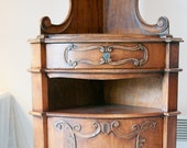 French provence Louis XV style Corner cabinet with shelves, early 20th century, for home phamacy, apothecaries, restaurant store display