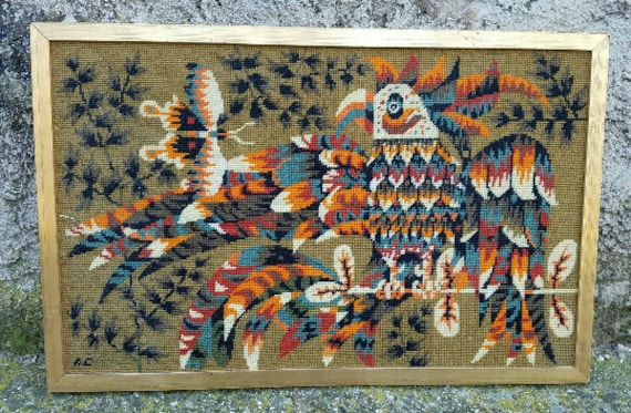 French Vintage Tapestry Rooster by Alain Cornic 1960 Canvas