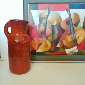 French vintage original Max Idlas Paris signed Ceramics Important vase, 20th century modern design 1970 MCM Studio pottery dark orange