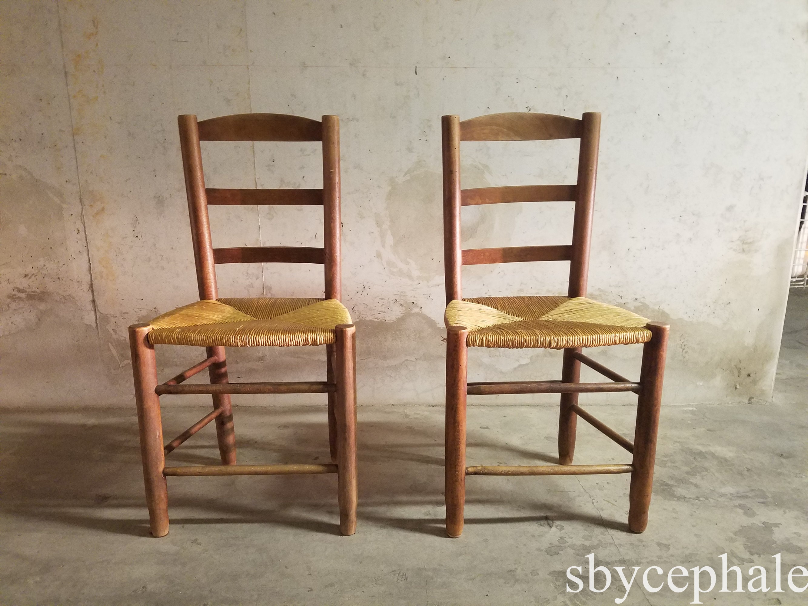 Etsy Jeanneret Pierre Style Design Perriand Charlotte Chairs Vintage Century Straw 2 Le - MCM 20th Corbusier French