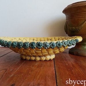 Antique French Provence Uzes Terracotta fruit bowl basket Yellow Glaze original kitchen table decor 19th century