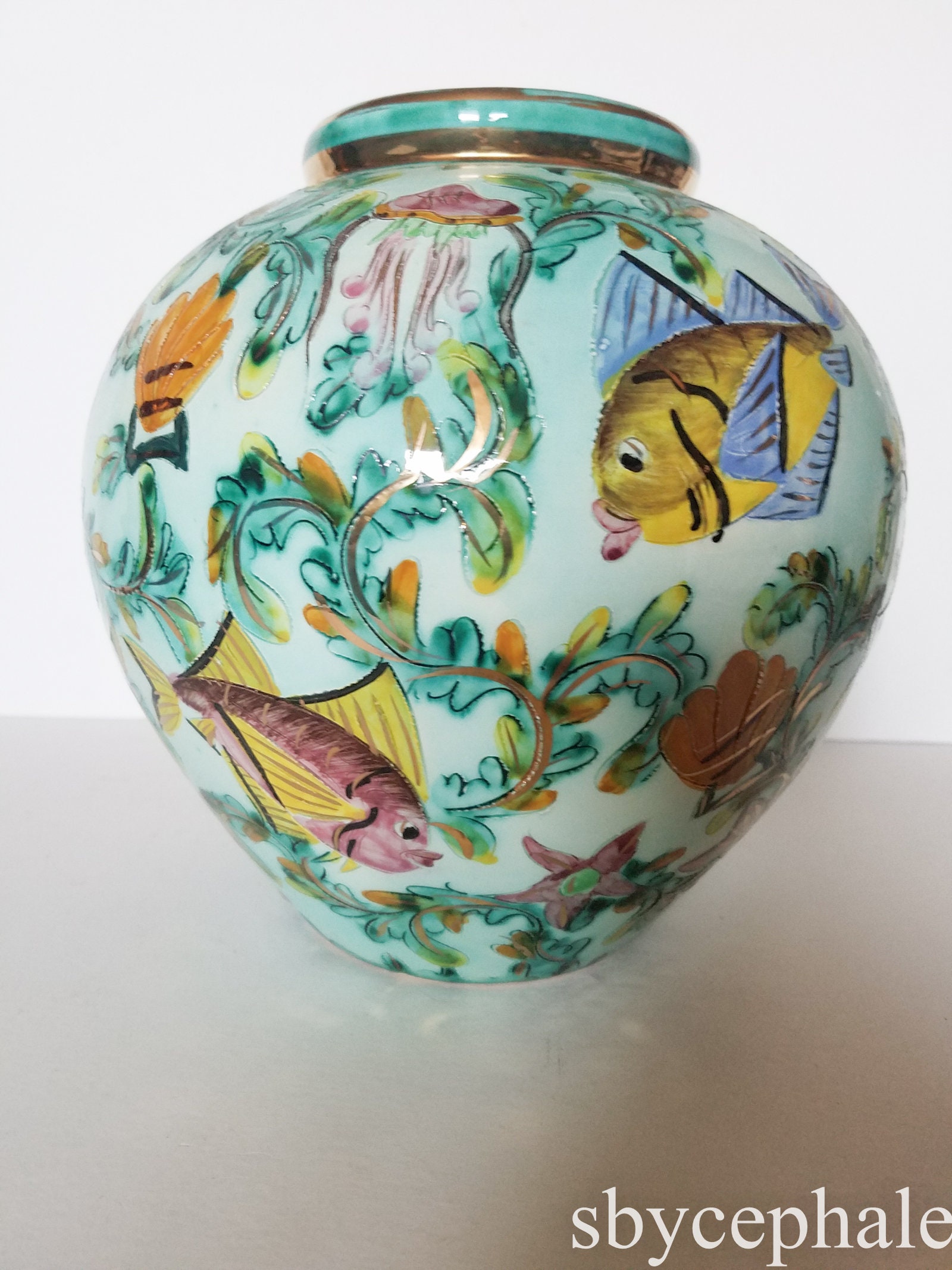 Monaco 1960 Vintage Ceramics Vase Mid 20th Century Modern Marine