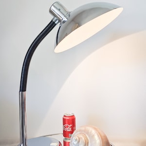 1970 Italienische Oversized XL Chrom Schreibtisch / Tischlampe, Vintage Mid Century Modern Design MCM 20th Century