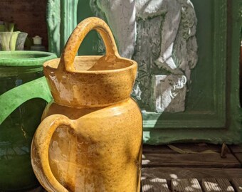 プロバンス陶器　水差し フレンチテール・エ・プロヴァンス陶器製水差し、黄釉、キッチン装飾