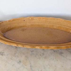 XL French Provence BIOT antique Terracotta centerpiece  Brefruit bowl Yellow Glaze original kitchen table decor no tian