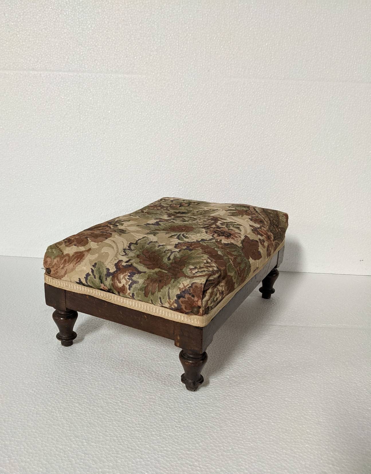 Français Repose-Pieds Antique 19Ème Siècle Napoléon Iii Ère Rectangulaire en Bois Massif