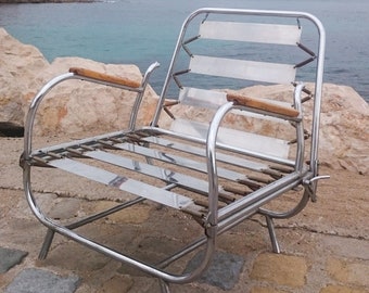 French vintage chaise longue Lounge Chair 1950 Chrome Design modernist bauhaus mid century modern armchair Breuer style