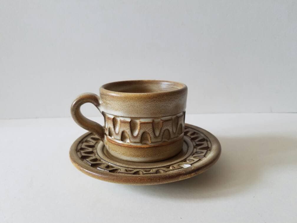 Vintage Café Céramique Marius & Huguette Bessone Vallauris Signé Mug Tasse Thé Au Milieu Du Siècle M