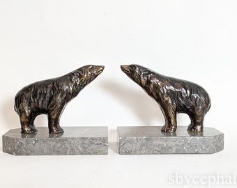 A pair of French art deco era bear sculptures bookends circa 1930