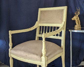 French antique armchair 19th century ivory lacquer