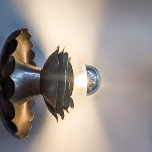 Vintage Italian silver patina flower Sconce by Banci Firenze Mid 20th century Modern wall light sculptural lamp circa 1960