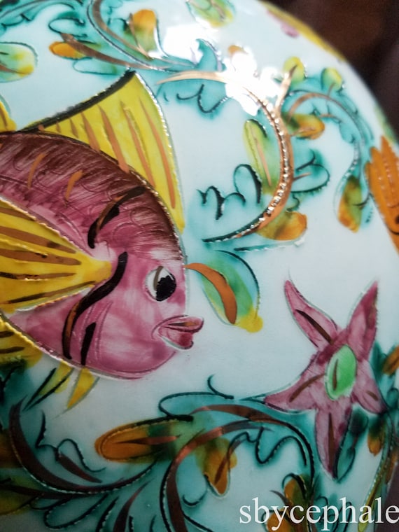 manufacturde de monaco サーカス柄　花瓶 Vintage Cerart Monaco Vase, MCM Fish Decor, Signed Ceramic Art - Etsy
