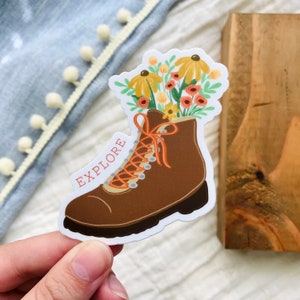Hiking Boot Floral Sticker | Laptop | HydroFlask | Adventure | College Gift | Handmade | Stickers