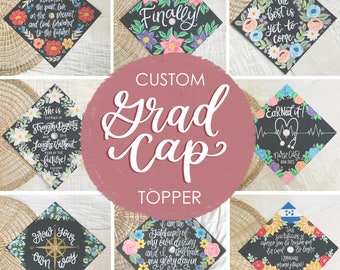 CUSTOM Grad Cap Topper| Graduation Cap | Class of 2023 | Handpainted | Fully Custom Grad Cap