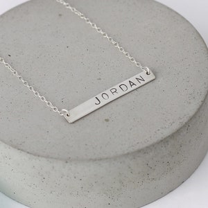 Name Bar Necklace, Sterling Silver Name Bar Necklace, Custom Necklace, Nameplate Necklace, Silver Bar Necklace, Personalised Necklace image 1