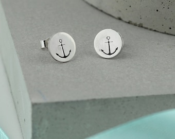 Silver Anchor Studs, Anchor Earrings, Anchor Jewellery, Sterling Silver Stud Set, Minimalist Earrings, Travel Jewellery