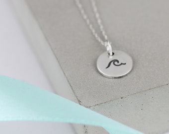 Silver Wave Necklace, Sterling Silver Surf Necklace, Wave Pendant, Wave Charm Necklace, Ocean Necklace, Sea Necklace, Minimalist Necklace