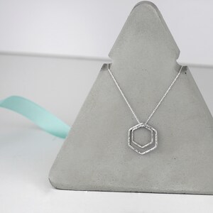 Double Hexagon Necklace, Geometric Necklace, Hexagonal Necklace, Silver Hexagon Necklace, Minimalist Necklace, Hexagon Jewellery image 4