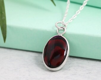 Red Abalone Gemstone Necklace - Sterling Silver