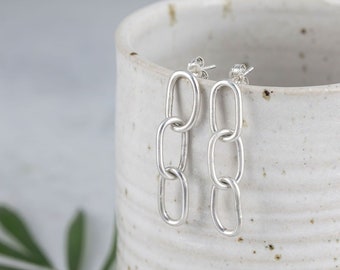 Chain Drop Earrings - Sterling Silver 925