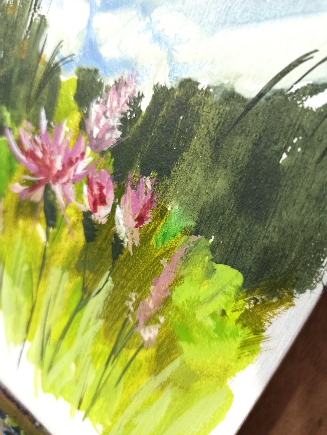 Meadow painting Landscape painting Landscape watercolor Etsy